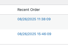 Recent Orders screenshot